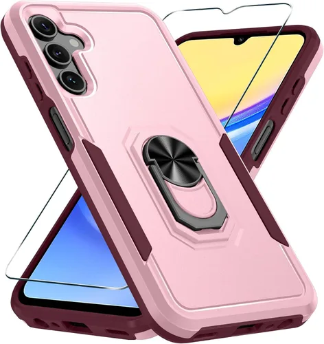 Vista 21 de Janmitta Funda compatible con Samsung Galaxy A14 5G con protector de pantalla + protector de lente de cámara, funda resistente de servicio pesado