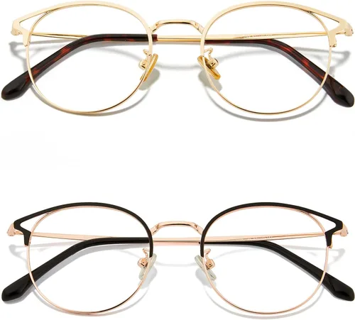 Vista 9 de Cyxus Blue Light Glasses for Men and Women, Retro Round Metal Frame 8092 rosado (03-Pink-8092T66US)