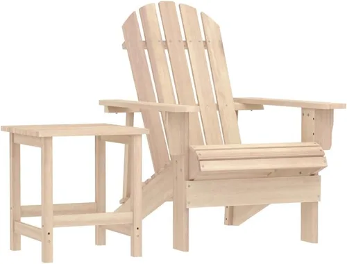 Vista 10 de Garden Adirondack Chair, Brown Solid Fir Wood, 27.4x34.1x35.2 in, Ergonomic Outdoor Patio Furniture Set with Matching Table, Varnished