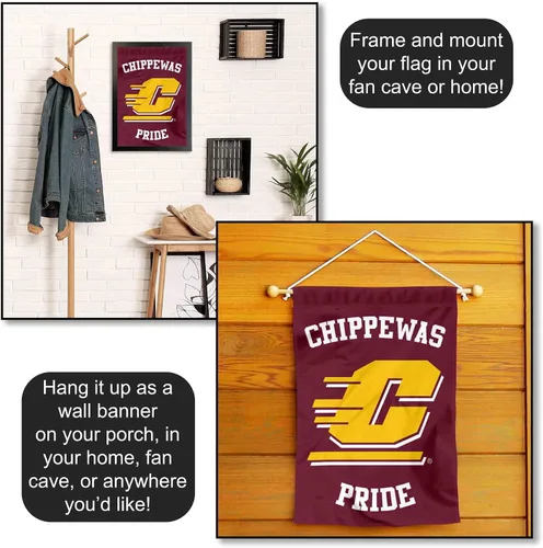 Vista 5 de Bandera de jardín de campo con texto en inglés «This is Chippewas de Central Michigan»