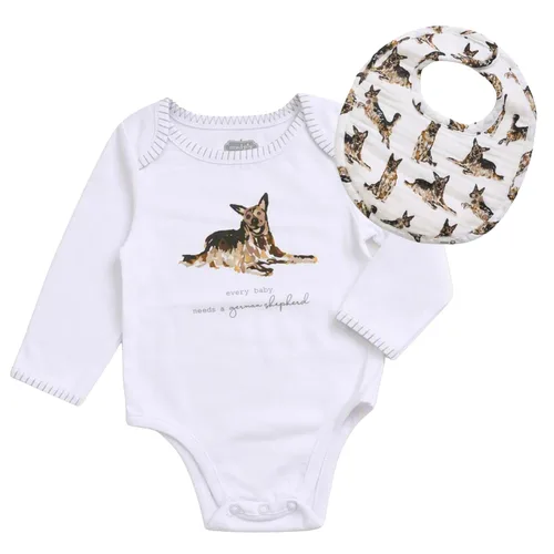 Vista 8 de Mud Pie Babero y oruga con estampado de perro Bulldog, Corgi