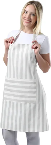 Vista 15 de TOSHEX Delantal de cocina de algodón resistente a las gotas de agua con delantales ajustables para mujeres con bolsillos, delantal de cocina