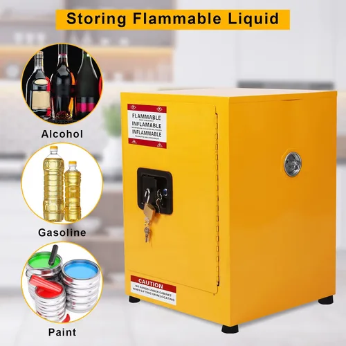 Vista 7 de Gabinete inflamable de 17 x 17 x 22 pulgadas, gabinete seguro de acero galvanizado, estante ajustable, gabinete de almacenamiento inflamable