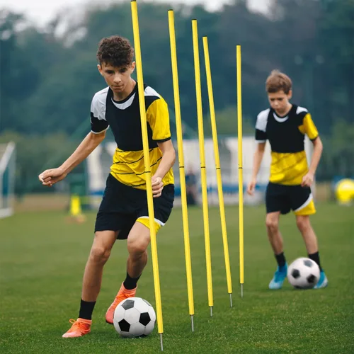 Vista 3 de 10 bastones de agilidad de fútbol, bastones de fútbol ajustables de 5 pies, equipo de entrenamiento de fútbol, palos de entrenamiento de fútbol
