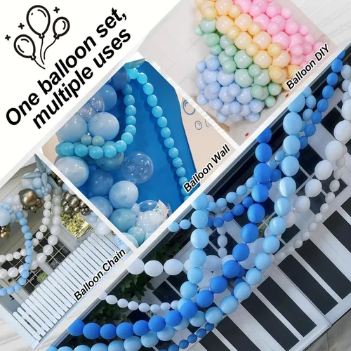 Vista 3 de Globos de Enlace Azul Claro, 60 Piezas de 6 Pulgadas Globos Pequeños de Enlace Rápido Azul Bebé para Hacer Pared de Globos, Arco de Corazón, Globos