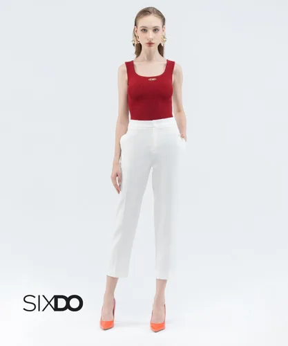 Vista 2 de SIXDO Womens Work Pants High Rise Woven Straight Leg Cropped Regular Fit Office Trousers
