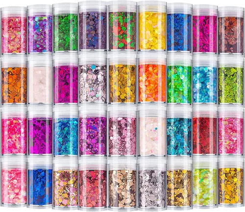 Vista 13 de Licool - Brillantina gruesa holográfica, juego de 12, purpurina artesanal para manualidades de resina, purpurina cosmética para uñas, cuerpo, cara
