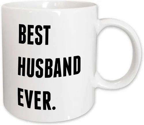 Vista 9 de 3dRose Taza de café, tamaño – 11 oz – Best Husband Ever, letras negras sobre fondo blanco Xander citas inspiradoras – divertido regalo de taza