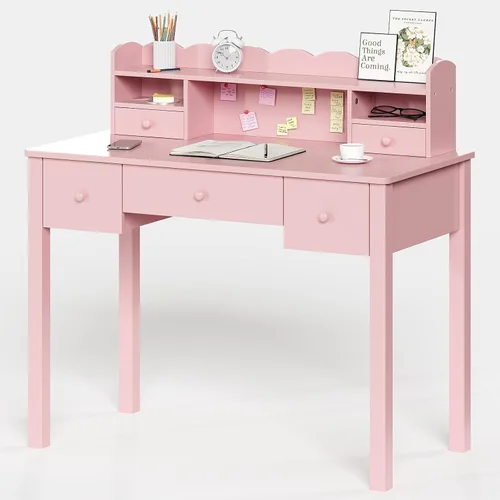 Vista 11 de FUNKOCO Muebles de Oficina en Casa Escritorio de Escritura, Estación de Trabajo para Computadora de 36 Pulgadas con Estante Superior Desmontable 1