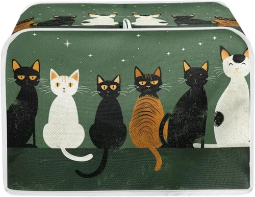 Vista 34 de Cat Print 2 Slice Bread Maker Cover Music Note Print Microwave Oven Cover Bakeware Protector Anti Fingerprint Protective Covers for Kitchen