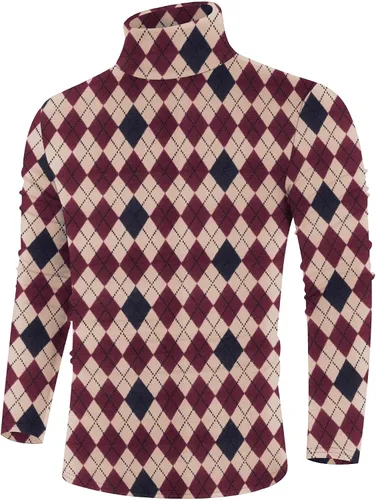 Vista 10 de Poriff - Suéter de cuello de tortuga térmico, de punto, liviano, casual, con corte entallado, para hombre Albaricoque