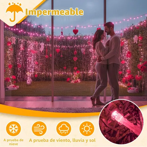 Vista 4 de Ollny - Luces de Navidad RGB de 400 LEDs 40 m, luces de cadena de Navidad que cambian de color con 130 modos, con control remoto, temporizador e