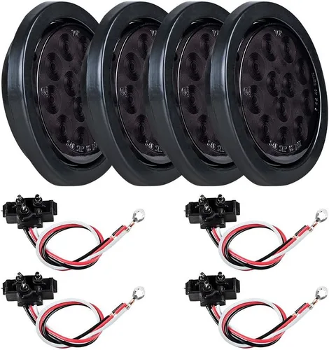 Vista 42 de Kit de tapones de cableado con cubierta de hule para luz trasera LED redonda de 4", 12 ledes, para RV, camioneta