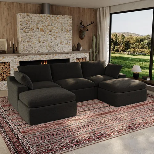 Vista 23 de Maywish Sofá Cloud de 104 pulgadas, sofá modular en forma de L, color gris Gris oscuro