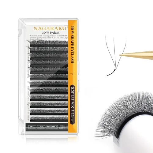 Vista 308 de NAGARAKU Extensiones de pestañas prefabricadas en abanico 3D W 0.05 C 0.315 0.05-C 3D W