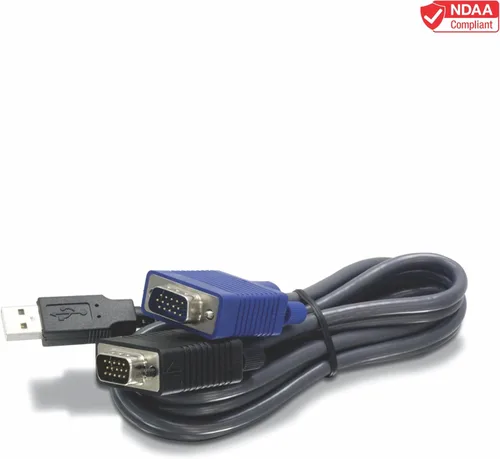Vista 2 de TRENDnet Cable KVM USB VGA 2 en 1, 6.0 ft (6 pies), TK-CU06, compatible con NDAA, VGA-SVGA HDB de 15 pines macho a macho, USB 1.1 tipo A, negro