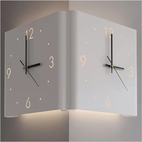 Vista 16 de KYOFIS Reloj de pared Corne de doble cara, reloj de pared digital de esquina con escala numeral, funciona con pilas, reloj de pared silencioso