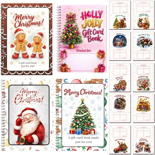 Vista 11 de Christmas Gift Card Book Spiral Bound Holder, 10 Pages，3PCS-A