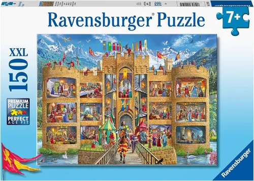 Vista 2 de Ravensburger Castle Cutaway - Rompecabezas de 150 piezas para niños, tema de vida medieval, piezas de rompecabezas duraderas, ideal