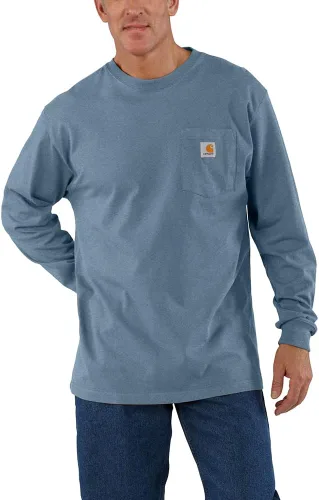Vista 29 de Carhartt Camiseta de trabajo de manga larga con bolsillo para hombre Negro