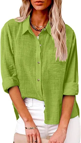 Vista 149 de SMIDOW Camisa de algodón y lino con botones para mujer