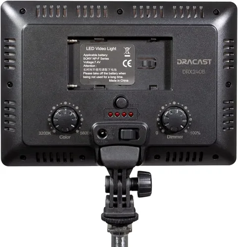 Vista 3 de Dracast X Series LED 240 Luz de video LED bicolor para cámara 3200K - 5600K CCT bicolor ajustable 0%-100% regulable para cámaras DSLR - Sony
