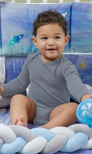 Vista 2 de KOH KOH Body de bebé de manga larga de algodón sólido con hombros descubiertos para niños
