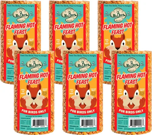 Vista 6 de Mr. Bird Flaming Hot Feast - Cilindro de semillas de pájaro picante, 1 paquete, 1 libra 3 onzas