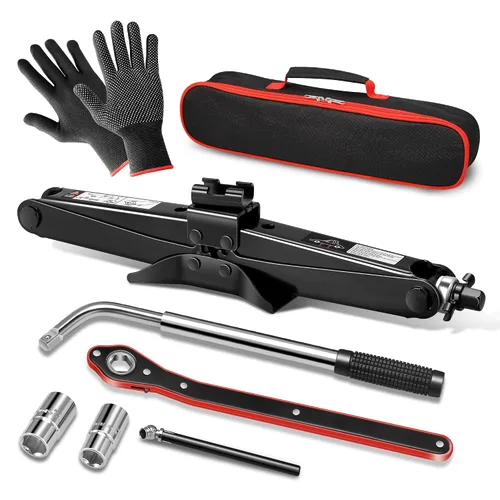 Vista 10 de DNA Motoring Gato de tijera para coche de 1,5 toneladas (3,306 libras) de Negro