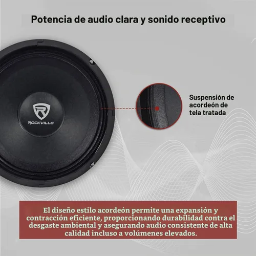 Vista 4 de Rockville RM84PRO - Altavoz para automóvil de rango medio de 8 pulgadas, 4 ohmios SPL, 108dB