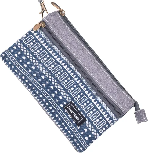 Vista 2 de LassZone - Bolso de nailon para mujer, con tres cremalleras, para teléfono móvil, tarjeta, efectivo, monedero, billetes