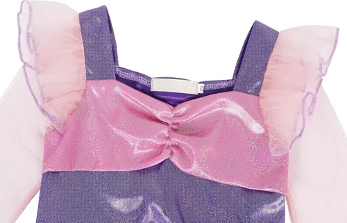 Vista 3 de WonderBabe Little Girl Long Sleeves Mermaid Princess Costume Sequins Party Dress Mermaid Dress Up Clothes Purple Fancy Outfit