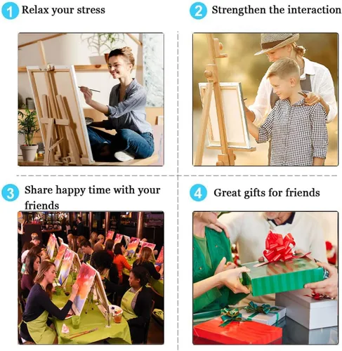 Vista 7 de TOCARE Kit de pintura por números de mariposas y flores para adultos principiantes, lienzo de pintura para adultos por números, juegos de pintura