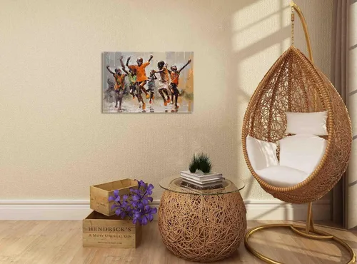 Vista 4 de Turaranusy Póster de arte negro para niños africanos, lienzo para pared, niños bajo la lluvia, para decoración de sala de estar, dormitorio