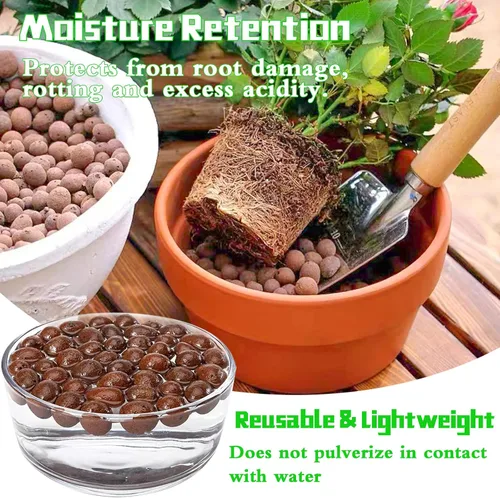Vista 4 de Legigo 2 LB de piedras de arcilla Leca orgánicas para plantas, bolas de Leca 100% naturales de 4mm-16mm para plantas de interior, piedras de arcilla