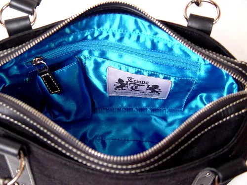 Vista 4 de Tempo by Leonello Borghi Toscana Logo Hobo Bag con ribete de cuero (negro), Negro