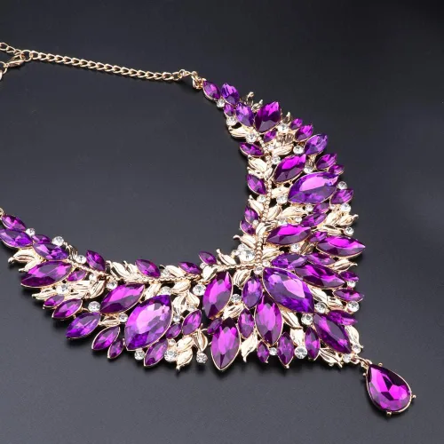 Vista 4 de Gargantilla de cristal para mujer de moda, collar de pendientes, collar bohemio