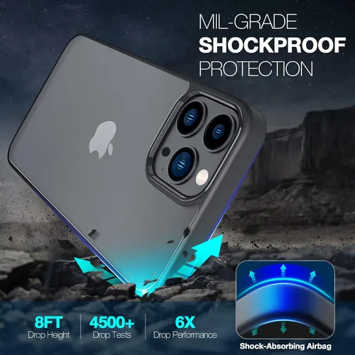 Vista 4 de ORIbox - Funda delgada para iPhone 13 Pro Max de 6.7 pulgadas, ajustada, delgada, con protección a prueba de golpes, con diseño transparente y mate