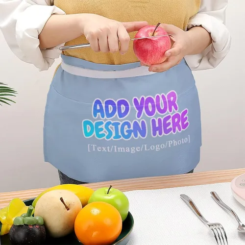Vista 160 de AXKEUDO Delantal personalizado con bolsillos, delantales de cintura para camarera para cocinar en casa, restaurante, servir trabajo