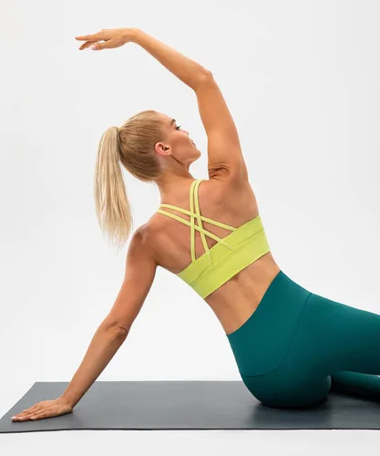 Vista 5 de Ukaste Studio Essential - Brasier deportivo con tirantes cruzados para mujer, brasier deportivo de soporte medio para entrenamiento para mujer