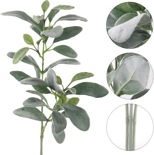 Vista 9 de Larksilk Tallos de oreja de cordero de 29 pulgadas, tallos artificiales de vegetación, planta alta, verde, plantas realistas de imitación
