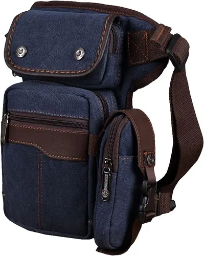 Vista 9 de Canvas Drop Leg Bag Outdoor Waist Pack for Men Women Tactical Military Motorcycle Bike Cycling Multi-Pocket Waist Fanny Pouch Travel Hiking Climbing