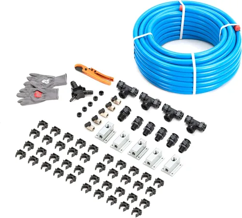 Vista 8 de Kit de Accesorios para Compresor de Aire 1/2" x 100 pies Sistema de Tuberías de Aire Comprimido de Aluminio HDPE Manguera Negra de Compresor de Aire