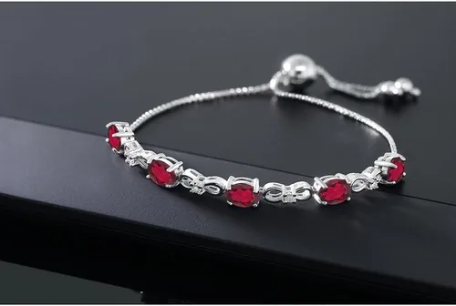 Vista 20 de Gem Stone King Pulsera de tenis de diamantes cultivados en laboratorio con piedra natal de 3-6 quilates para mujer, plata de ley 925, ovalada