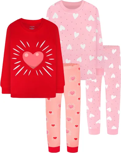 Vista 19 de DAUGHTER QUEEN Pijama de algodón para niñas de 4 piezas, talla 18 meses-12 años