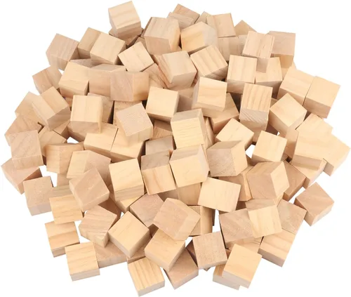 Vista 14 de 6 paquetes de bloques de madera para manualidades, cubos de madera de pino de 3.15 pulgadas, cubos de madera de 8 x 8 x 8 cm para pintar, estampar