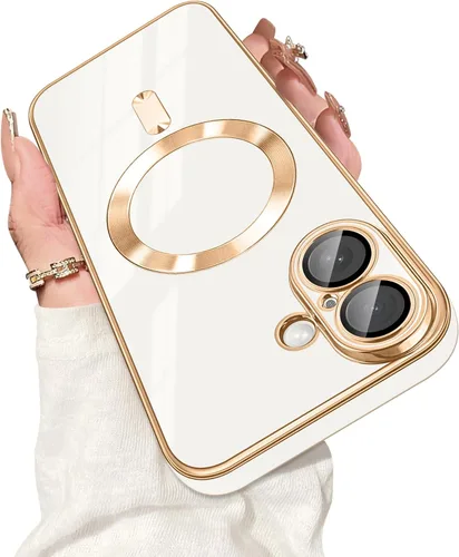 Vista 22 de Dinick Funda diseñada para iPhone 13 con magnética [cubierta de cámara integrada] compatible con MagSafe suave TPU con purpurina, antiarañazos