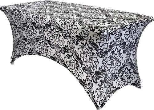 Vista 58 de YOUR CHAIR COVERS - Fundas rectangulares de elastano para mesas de 4 pies, manteles ajustados para eventos de boda, decoraciones de patio, tela Negro