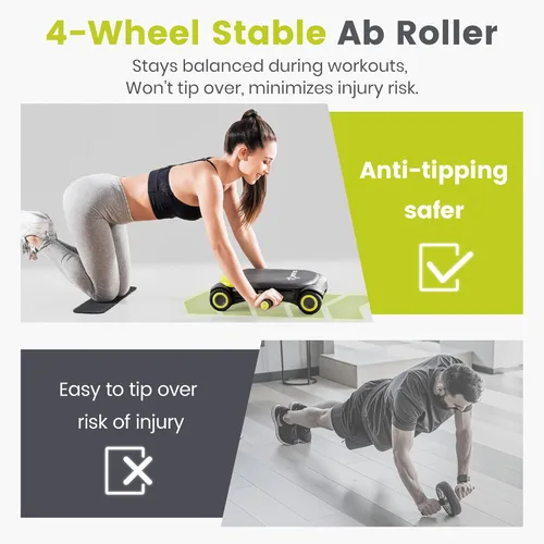 Vista 4 de WONDER CORE Slide Fit, tabla de rodillo abdominal con 4 ruedas, rueda abdominal automática de rebote para entrenamiento del core