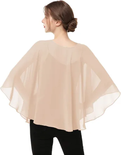 Vista 6 de Capas para mujer, chal de gasa casual, capa de gasa transparente, chal y envoltura, poncho capelets